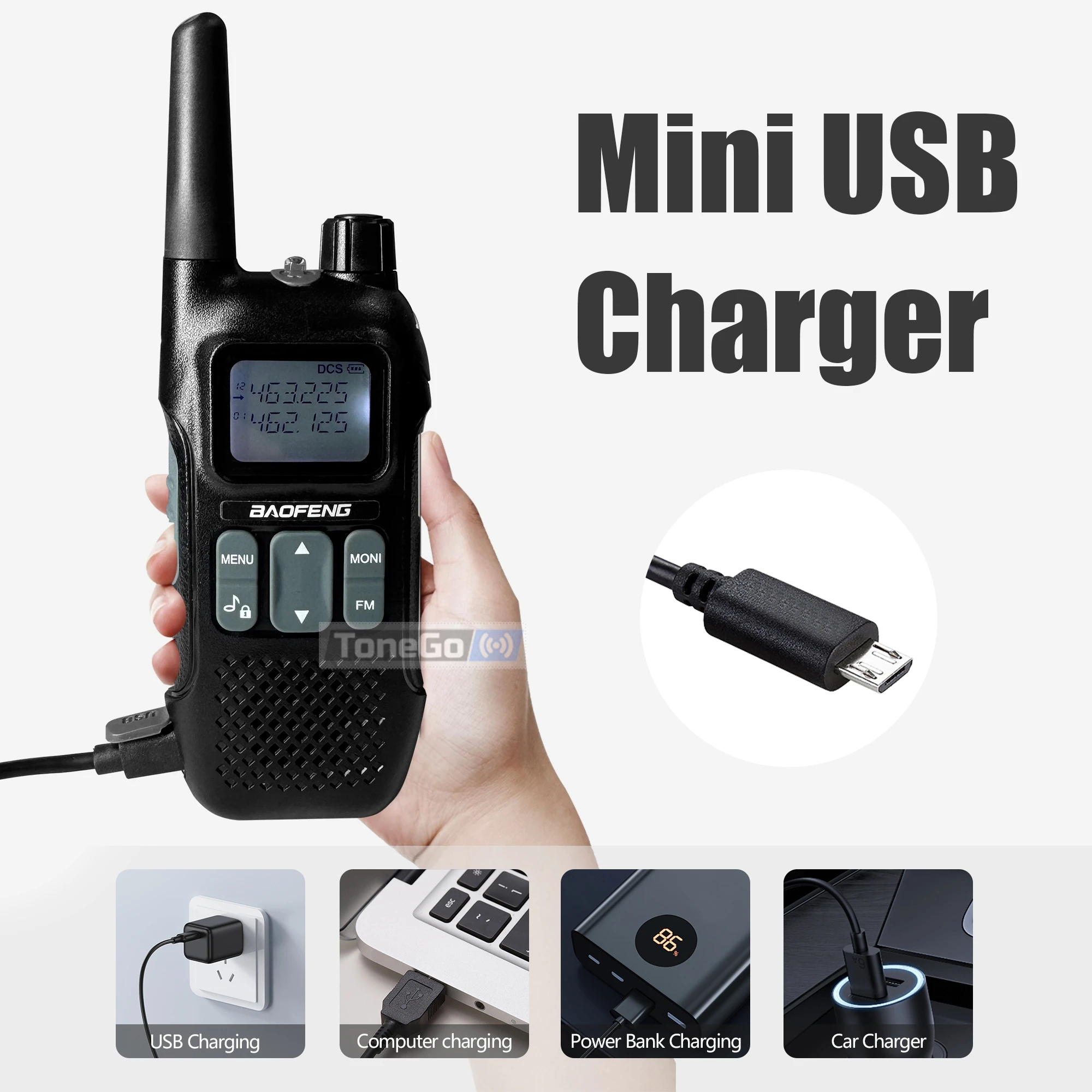 2/4x Baofeng Mini Walkie Talkie BF-T8 UHF วิทยุ FM USB Charger CTCSS DCS Dual Standby NOAA ไฟฉาย BF-U9 R8 เครื่องส่งสัญญาณ