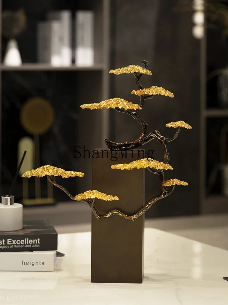 CL Chinese brass welcome pine ornament high-end living room ornament office ornament housewarming opening gift