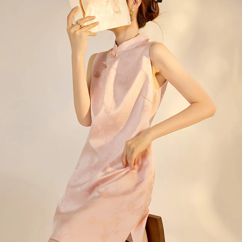 New Chinese-style Summer Casual Fashionable A-line Dress for Women Featuring High-end Embroidered Stand-up Collar Elegant Style