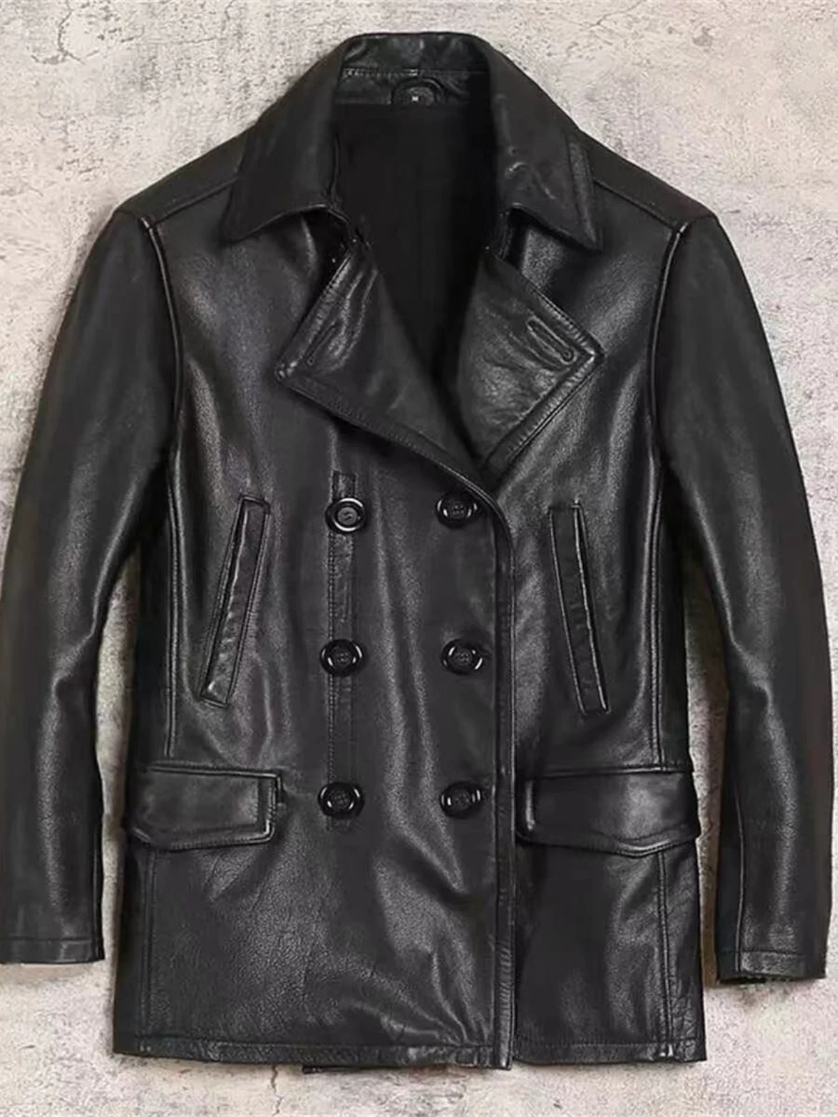 

Sli Thiened Leather Jaet Men's Casual Mid-Length Coat Trendy Busin Leisure Faionable Winter Outerwear