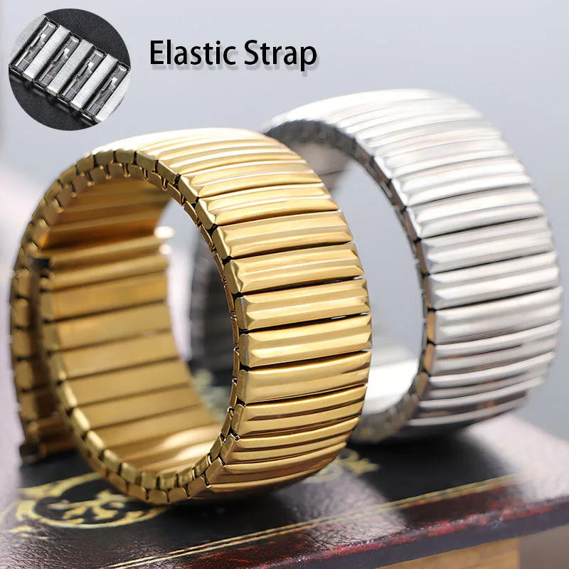 탄성 금속 스트랩 12mm 14mm 16mm 18mm 20mm 스테인레스 스틸 확장 시계 밴드 스포츠 교체 스트레치 팔찌 액세서리