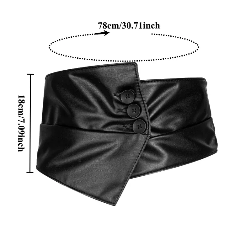 Stylish Waist-Cinching Elastic Wide Versatile Belt—Perfect for Pairing with Shirts Dresses and Suits Three-Button Belt