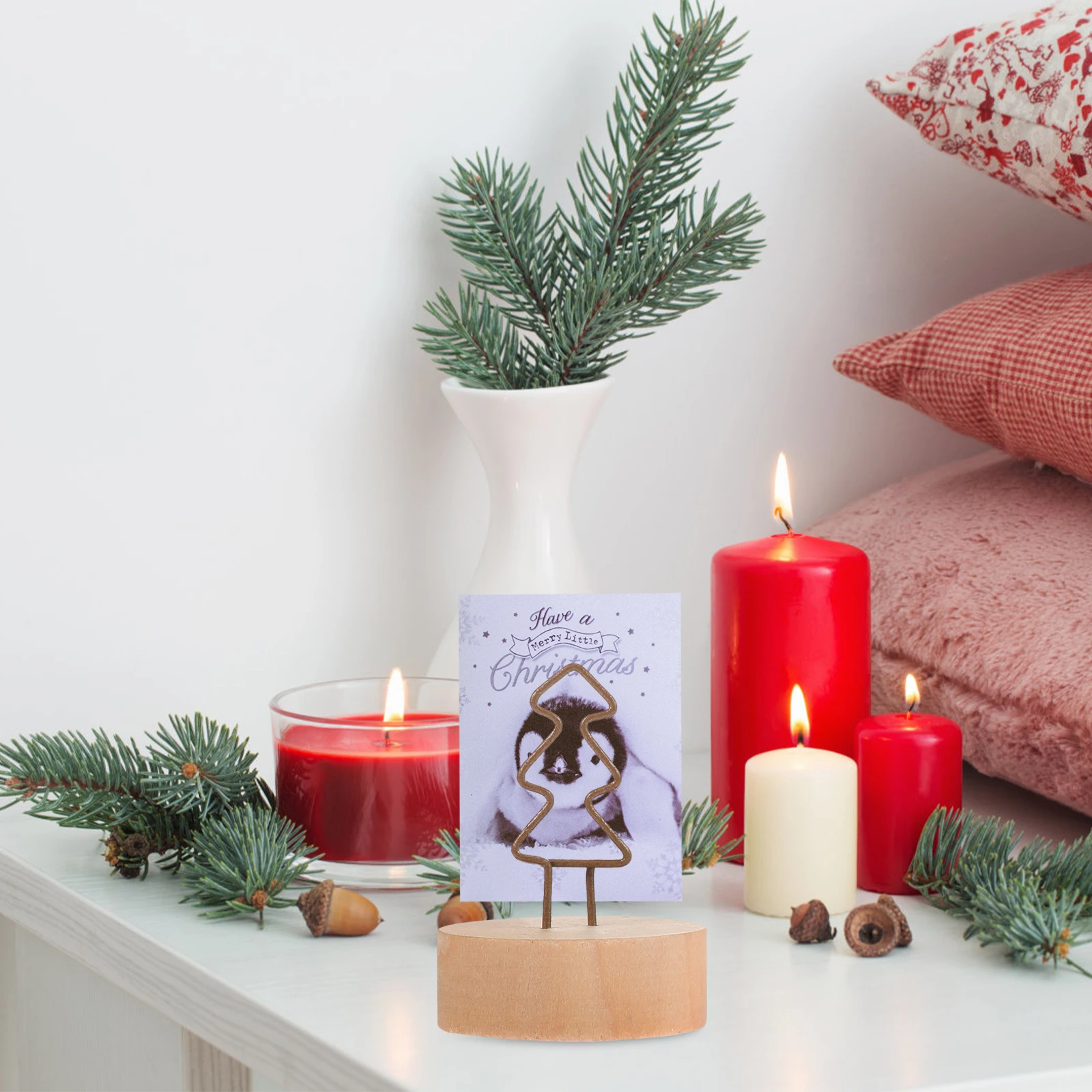 Clips de soporte para notas de árbol de Navidad, abrazaderas, menú de trabajo de hierro, notas, decoraciones de Base de colocación de tarjetas de papel