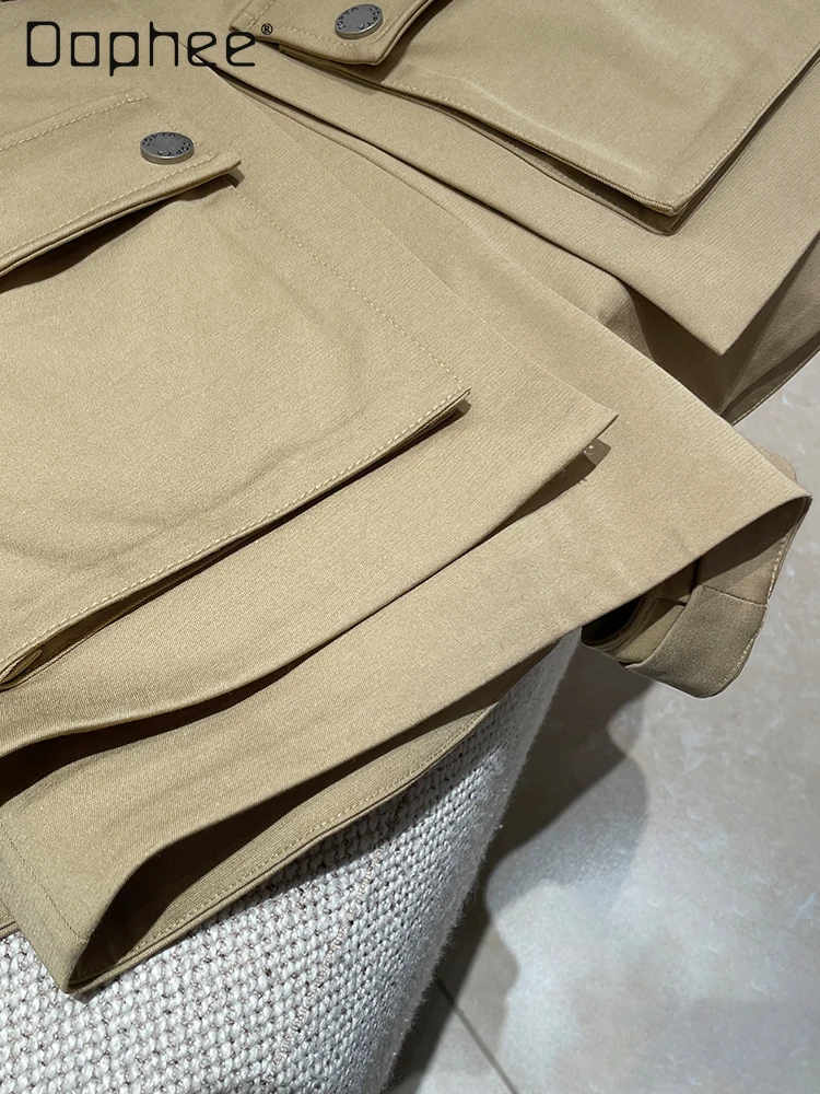 Pantaloncini tascabili tridimensionali moda donna estate nuova signora da ufficio stile casual retrò dolce fresco pantaloni a trapezio sottili a vita alta