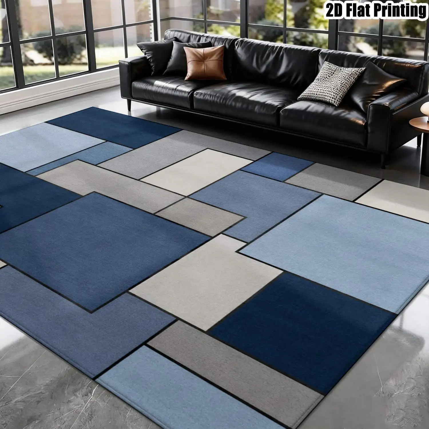 Luxury Large Patchwork Pattern Area Rug Modern Minimalist Square Printing Carpet Office Parlor Hotel Reception Rug