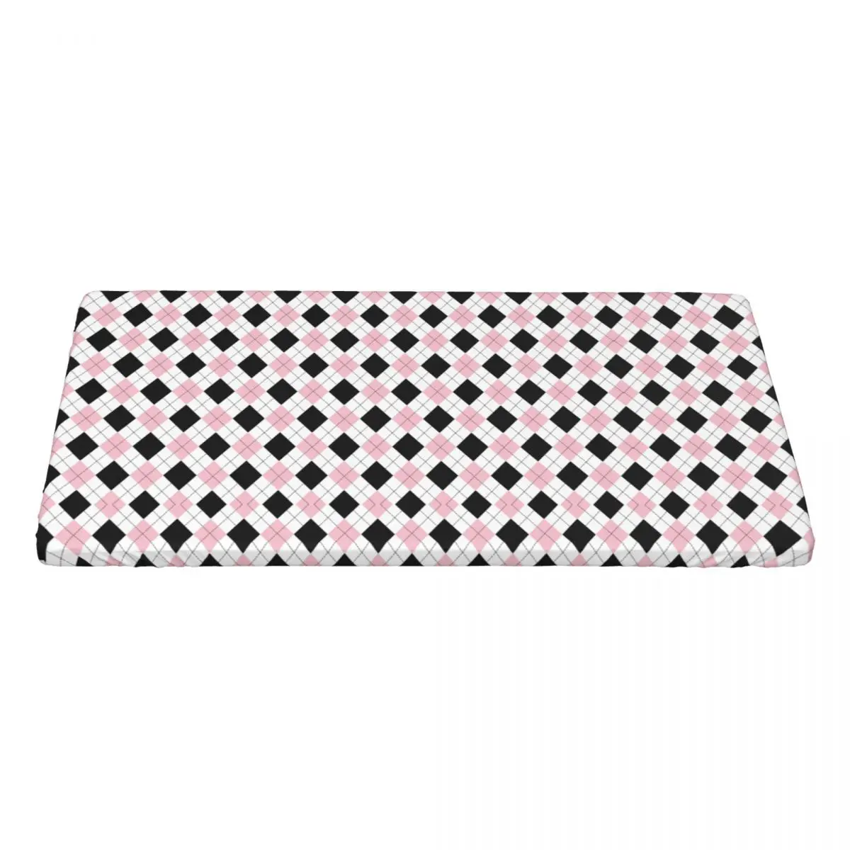 Custom Rectangular Oilproof Pink And White Argyle Pattern Table Cover Table Cloth 4FT Tablecloth for Picnic