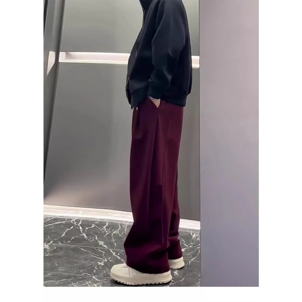 Scimitar Red Wide Leg Pants Men's Long Pants Loose Casual Straight Invisible Open Crotch Outdoor Sex Slacks Trend Sweatpants