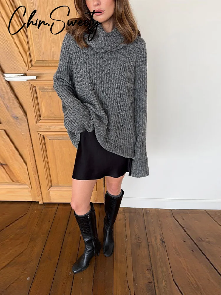 

Повседневный свободный женский пуловер с длинными рукавами, однотонный женский вязаный свитер, зима-весна 2024, модная женская уличная верхняя одежда, новинка