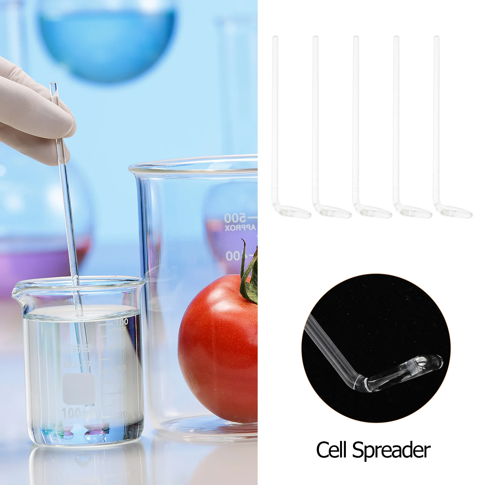 

5Pcs Laboratory Glass Cell Spreaders Sterile Cell Wide Spreading for Bacterial Culture Tools