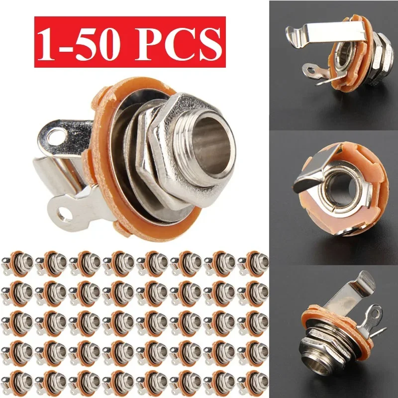 6.35mm Electric Guitar Output Jack 2-Conductor 1/4 Inch Guitar Mono Jack Socket Nickel Noise Reduction for Electric Guitar Bass