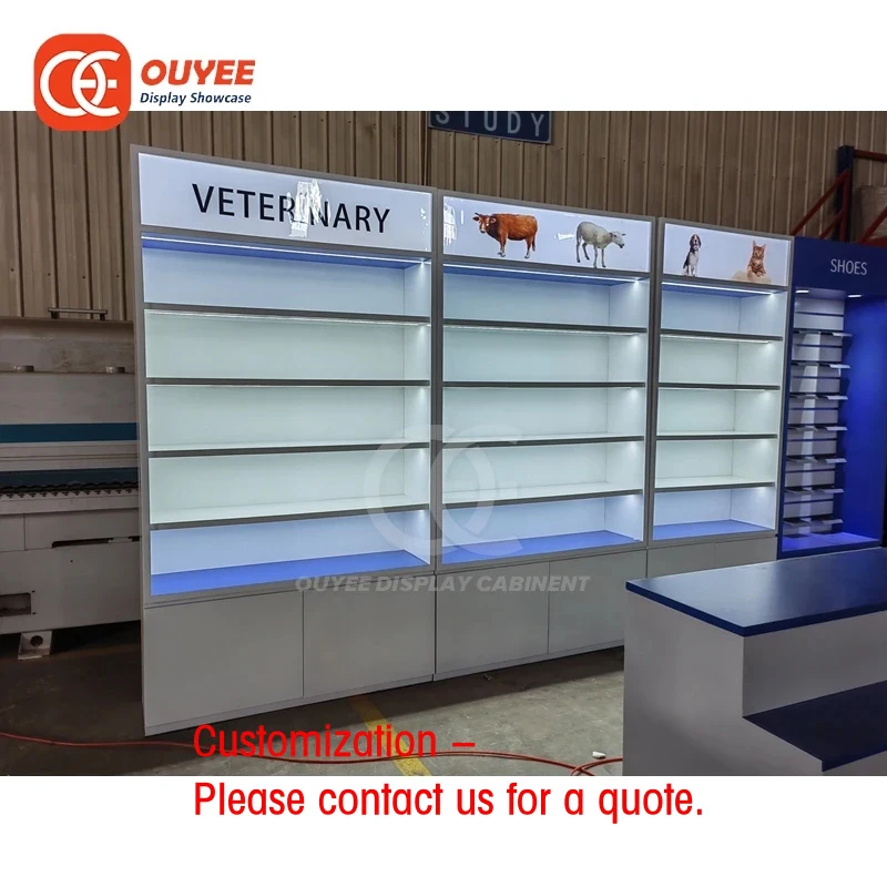 custom.Industrial Pharmacy Display Table Design And Manufacture Tempered Glass Pharmacy Fit Out
