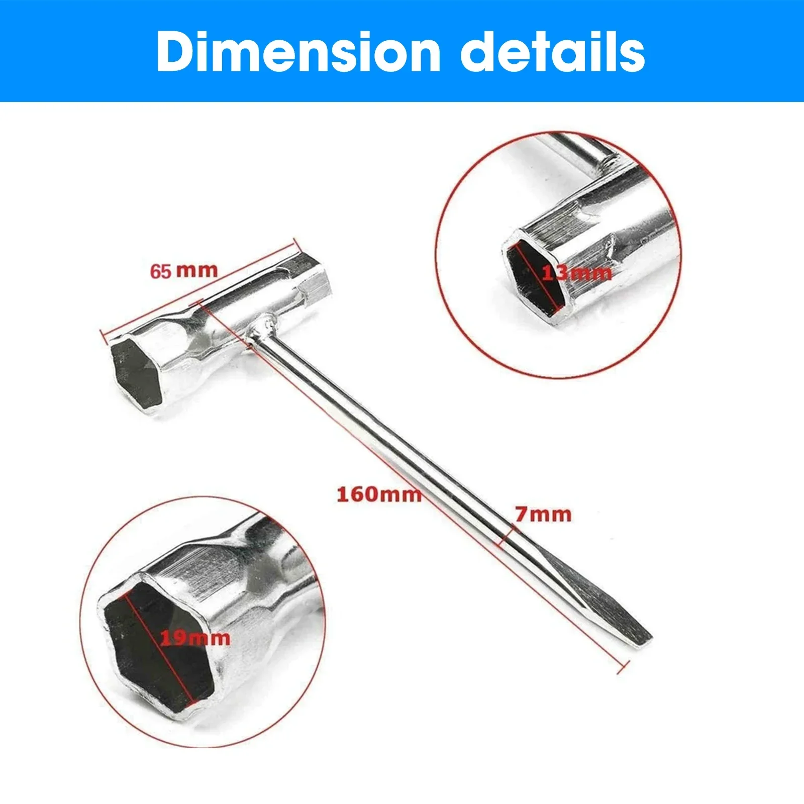 Spark Plug Socket Wrench 13mm and 19mm Stainless Steel Wrench for Petrol Chainsaws and Brush Cutters Garden Machinery Wrench New