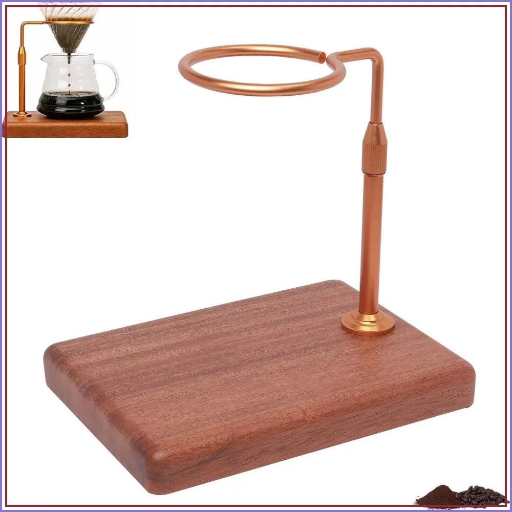 

Pour Over Coffee Maker with Adjustable Stand & Wooden Base, Dripper for Manual Brewing, Coffee Filter Holder, Tea Strainer Stand for Home, Café, Camping, Golden