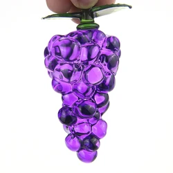 Crystal Purple Grape Figurine Collectible Glass Grapes Fruit Ornament Home Decor Art Glass Grape Miniature For Birthday Gift