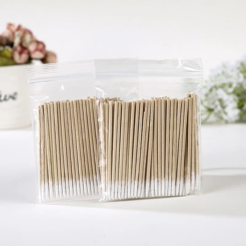 100-500 szt. Patyczków do paznokci z drewna i bawełny, patyczki czyszczące, końcówki z drewna i bawełny, narzędzie do manicure, precyzyjny korektor, preparat do usuwania lakieru, narzędzie do zdobienia paznokci