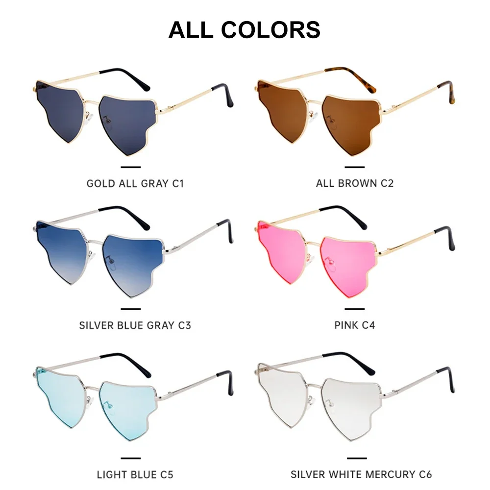 2025 Fashion Trend Irregular Sunglasses Women Luxury Brand Designer Metal Frame Heart Sun Glasses for Men Party Eyewear UV400