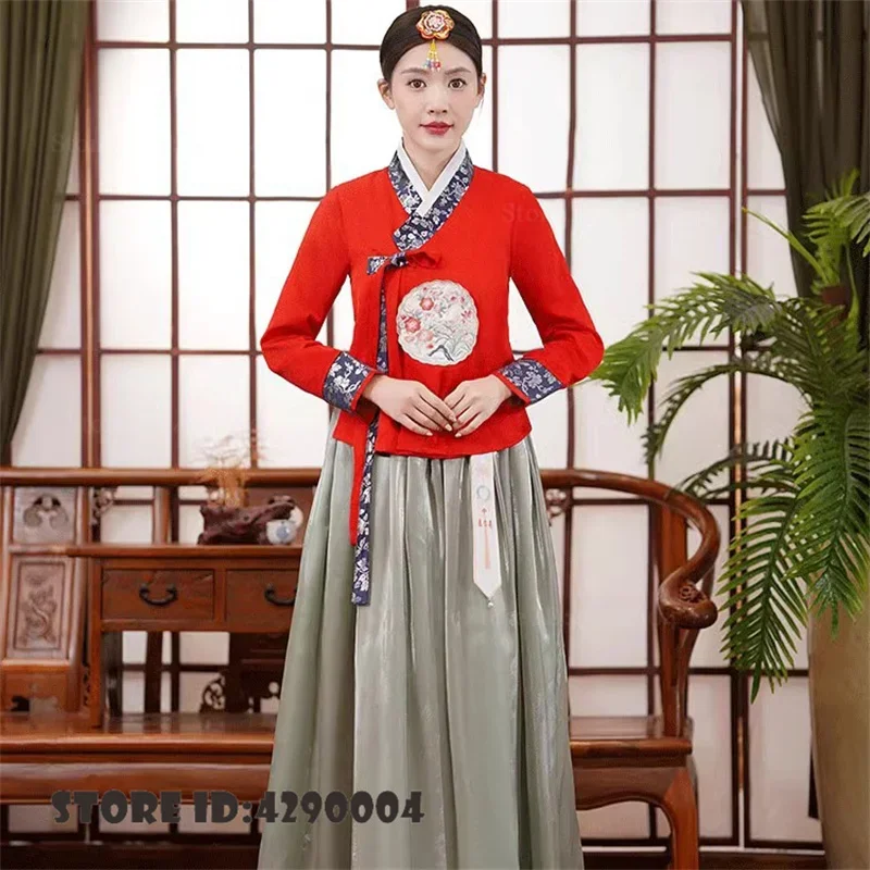 Korean Fashion Ancient Costume Embroidery Jacquard lady Hanbok Dress Traditional Party Asian Palace Cosplay Performance Clothing