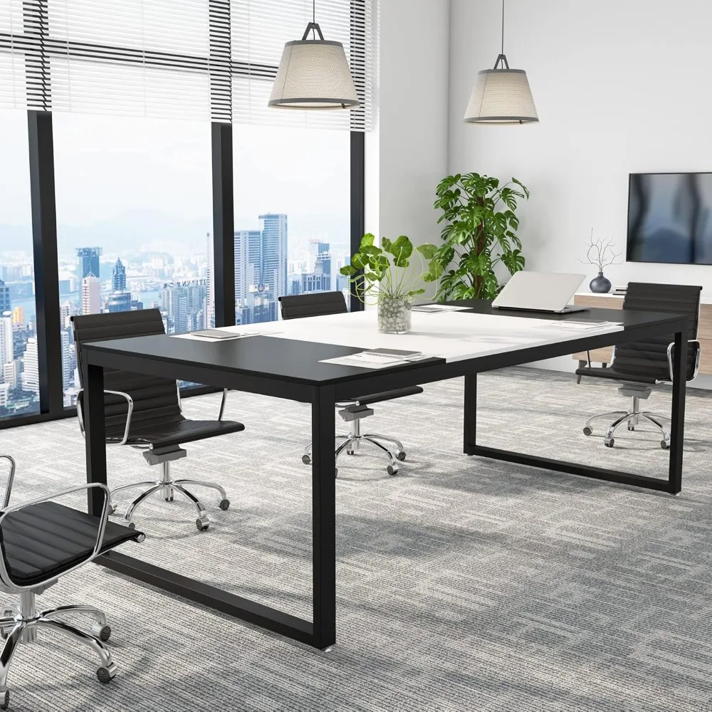 Tabela de conferência moderna, tabela da sala de reuniões, cor marrom/preto, 722,86 "l x 35,43" w x 29,52 "h, para a sala de conferências do escritório