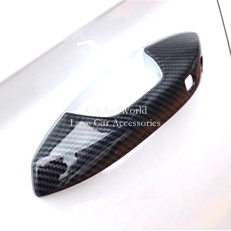 Carbon Fiber Body Door Bowl Handle Frame Cover Trims Car Decorative Accessories For BYD SONG PLUS EV DM-i 2020-2023