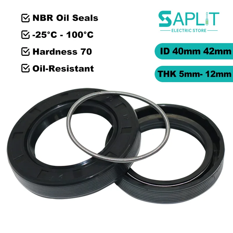 ID 40/42mm TC-Double Lip NBR Oil Seals OD 50/55/60/65/70/75/80/85/90mm THK 5/7/8/10/12mm Nitrile Rubber Oil Resistant Gaskets