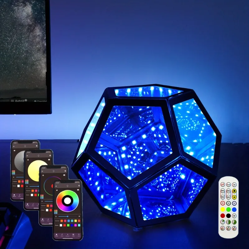 Creative Cool Unlimited Dodecahedron Night Light USB Color Body Art Lamp Home Decoration Ornament Gift Bed Lamp