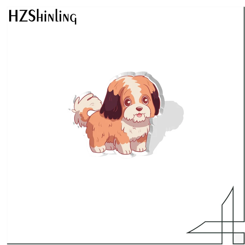 2023 Cartoon Bernese Mountain Dog Schnauzer Husky Acrylic Collar Pin Pattern Anime Acrylic Lapel Pins Resin Acrylic Epoxy