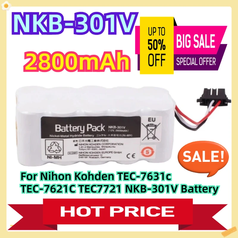 

2800mAh For Nihon Kohden TEC-7631c TEC-7621C TEC7721 NKB-301V Battery