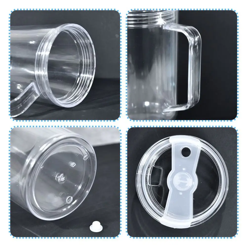 40 oz Capacity Snowglobe Tumbler Pre-Drilled Holes with Handle Plastic Clear Cups Transparent DIY Glitter Snow Globe Drinkware view 5