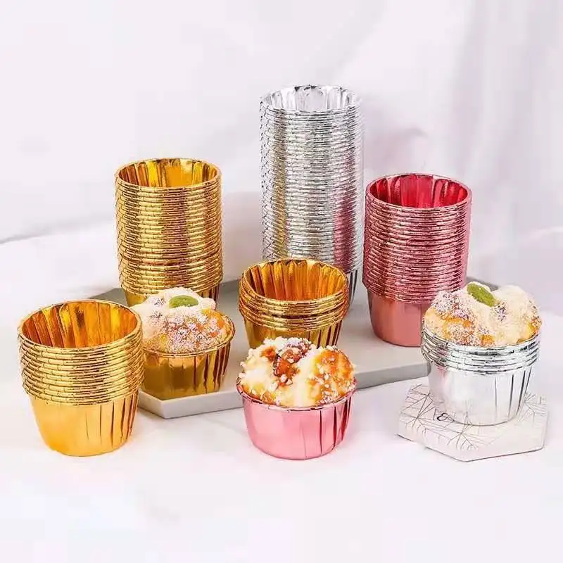 500 PCS Muffin Tin Cupcake Liners Disposable Foil Baking Paper Cups Oilproof for Bakery Wedding Birthday Party Wholesale XB