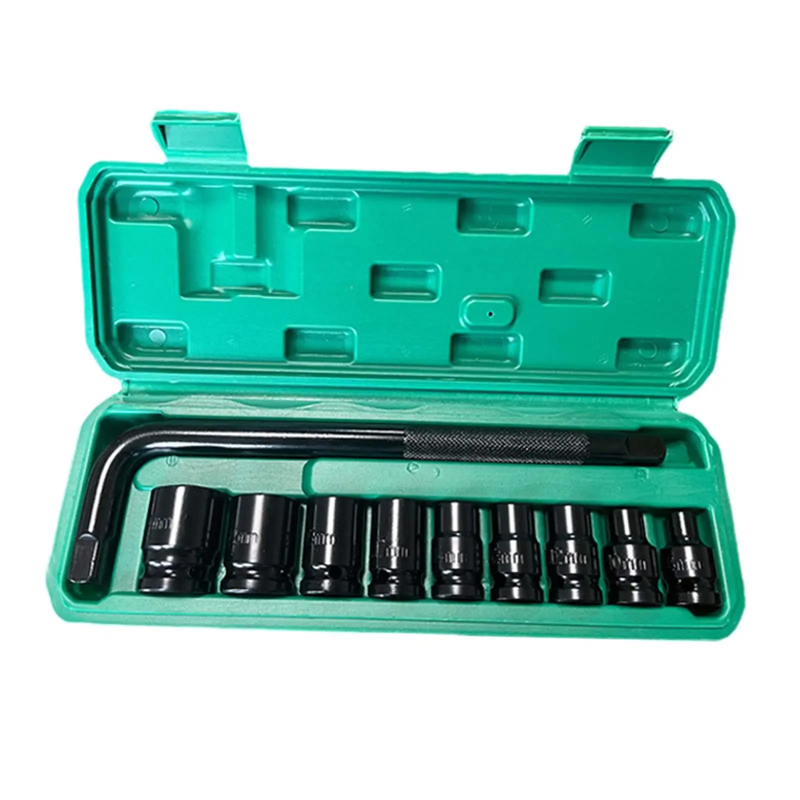 

10x 1/2 inch Drive Impact Socket Set with L Handle Car Maintenance Tool