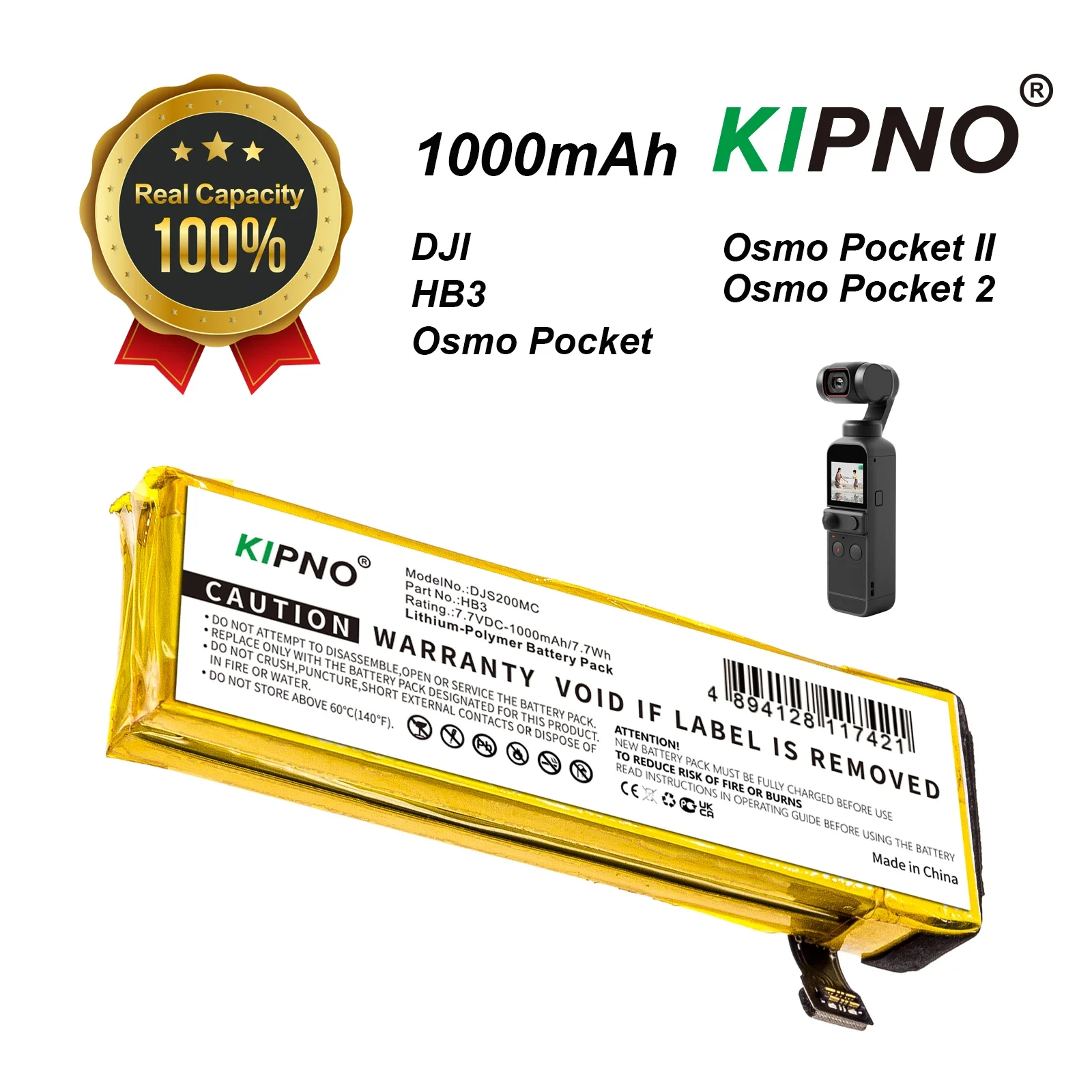 KIPNO 1000mAh/7.7Wh Camera HB3 High Quality Battery For DJI OSMO POCKET 1 POCKET 2 Series 2ICP5/22/65 Fast Delivery