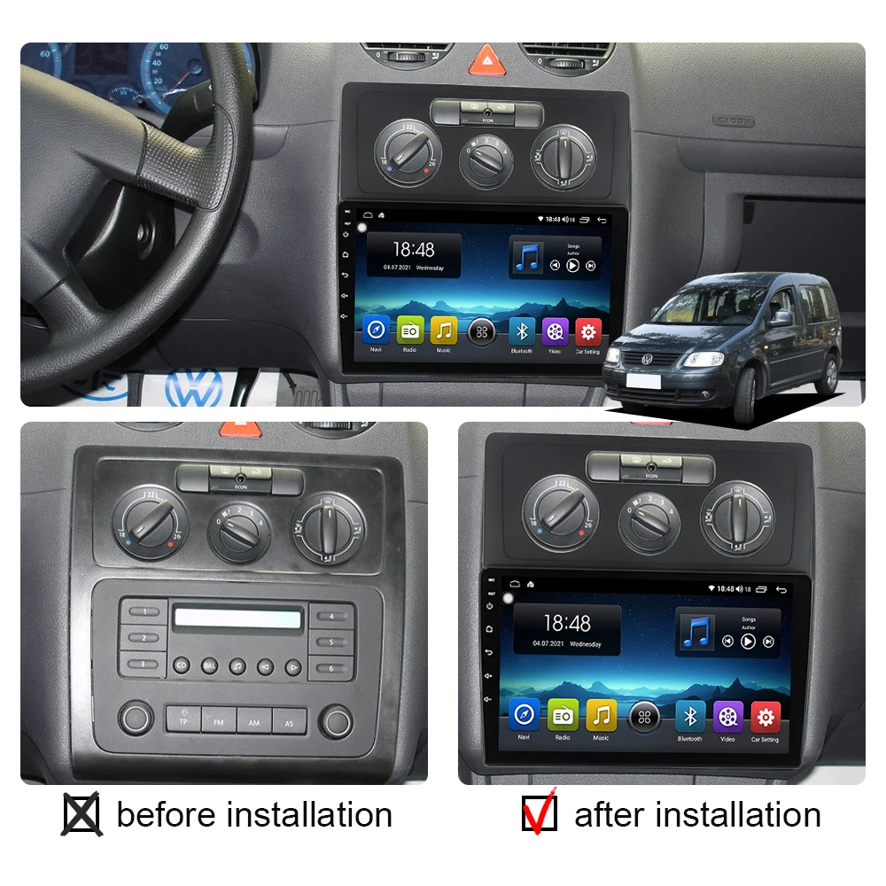 Car Radio Stereo Android 11 For VW Caddy 3 2004-2010 Multimedia Video Player 2din Auto Audio GPS Navigation OLED Screen Carplay