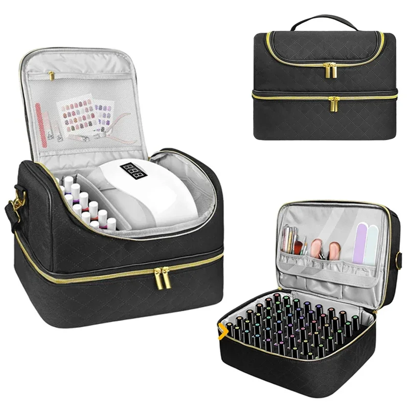 

Double Layer Nail Polish Storage Bag Essential Oil Bag Portable Cosmetic Make Up Bag for Travel Nail Art Care Kit Storage Box