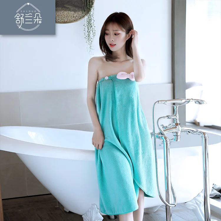 

260 square meters warp knitted polyester brocade coral fleece bath skirt, bow tube top bath skirt, variable bath skirt