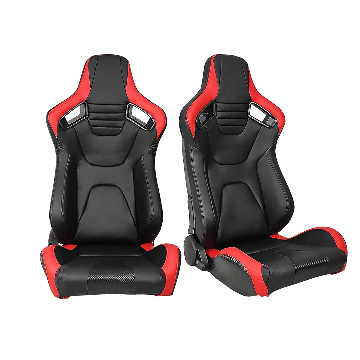 

1054 New Universal Red PVC Leather Bucket Racing Seat Sport Type With Double Rails Carbon Look Stitch Leather Back