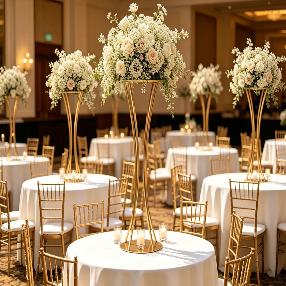 10pcs)60-110cm) sliver/white/black/Gold Wedding Flower Stand Tall Metal Vase for Table Center Decoration for Event Venue