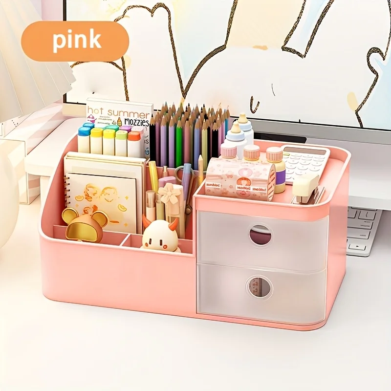 Household Storage Essential Large Capacity Pen Holder Space Saving Desktop Organizer For Office Desk And Drawer Daily Storage 2