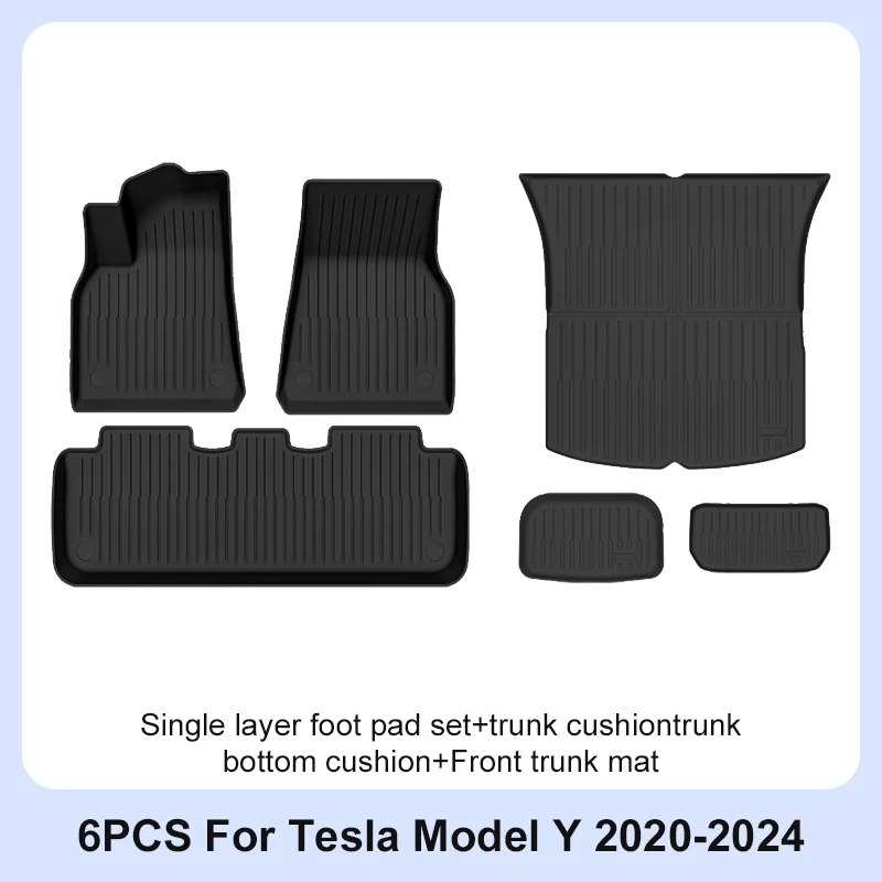 Tesla Model Y Vloermatten 2024 2023 2022 2021 2020 All Weather Vloerbeschermers Volledige Set Waterdicht Antislip Interieurbescherming