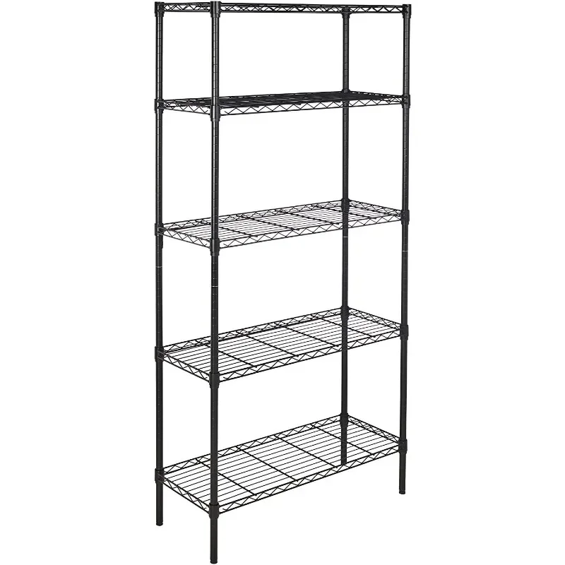 5-Shelf Adjustable Heavy Duty Steel Wire Rack Storage Shelving Organizer for Kitchen, Garage, 36