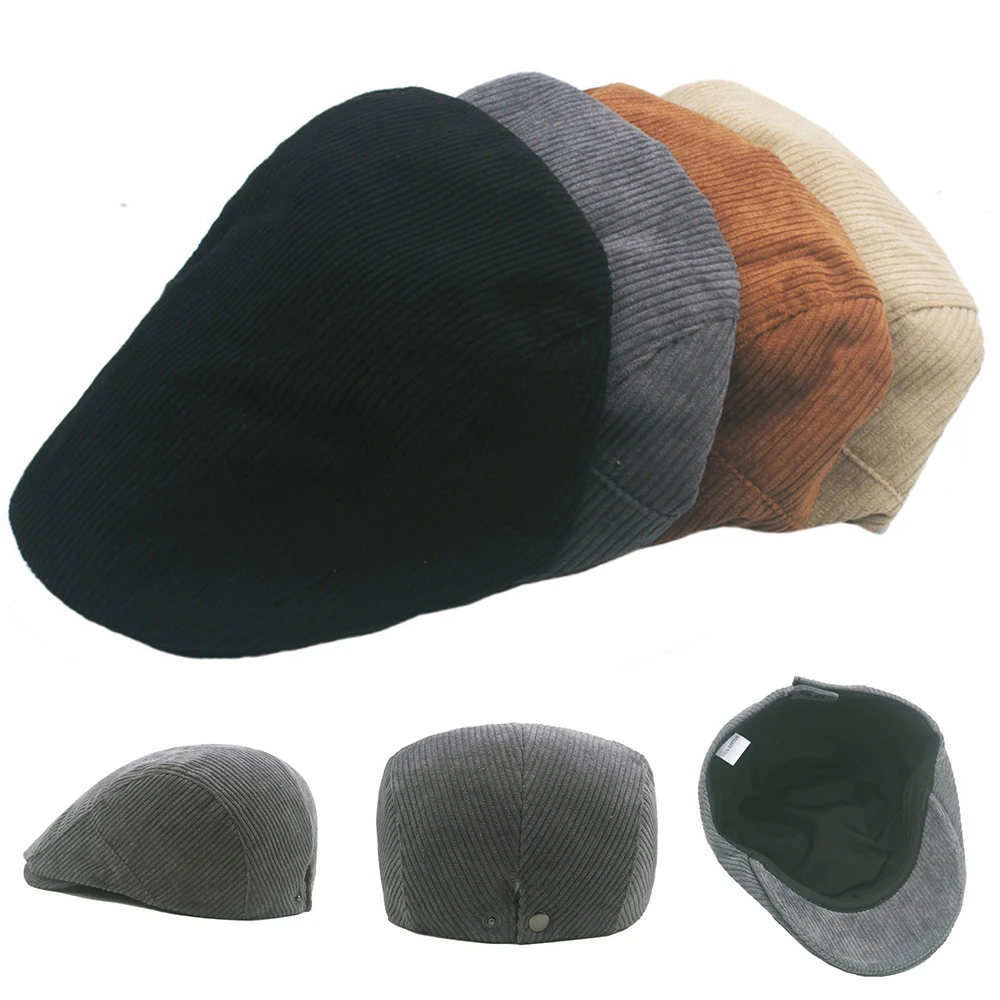 Drop Shipping 2023 Autumn and Winter Camel Corduroy Man Ivy Cap Dad Casual Newsboy Hat Women Big Size Beret 56-60cm