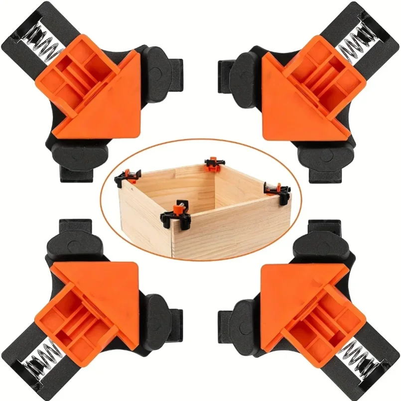 4PCS 90 Degree Corner Clamps For Woodworking, Fast Adjustable Quick Spring Loaded Woodworking Clamps,Cabinets,Photo Framing