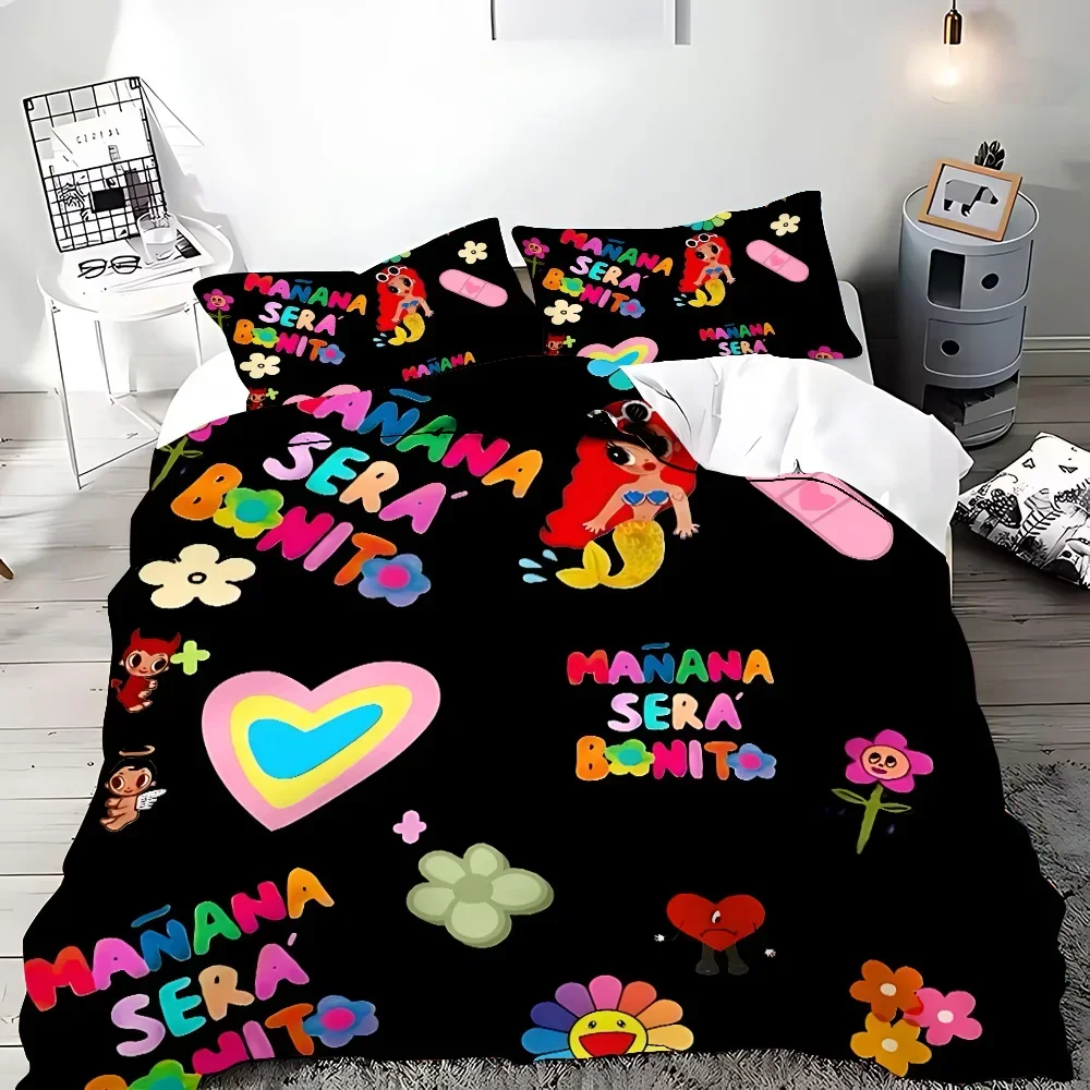 Fashion Manana Sera Bonito Karol G Duvet And Pillowcase Bedding Set for Adults And Kids Boys And Girls Bedroom Decoration Gifts
