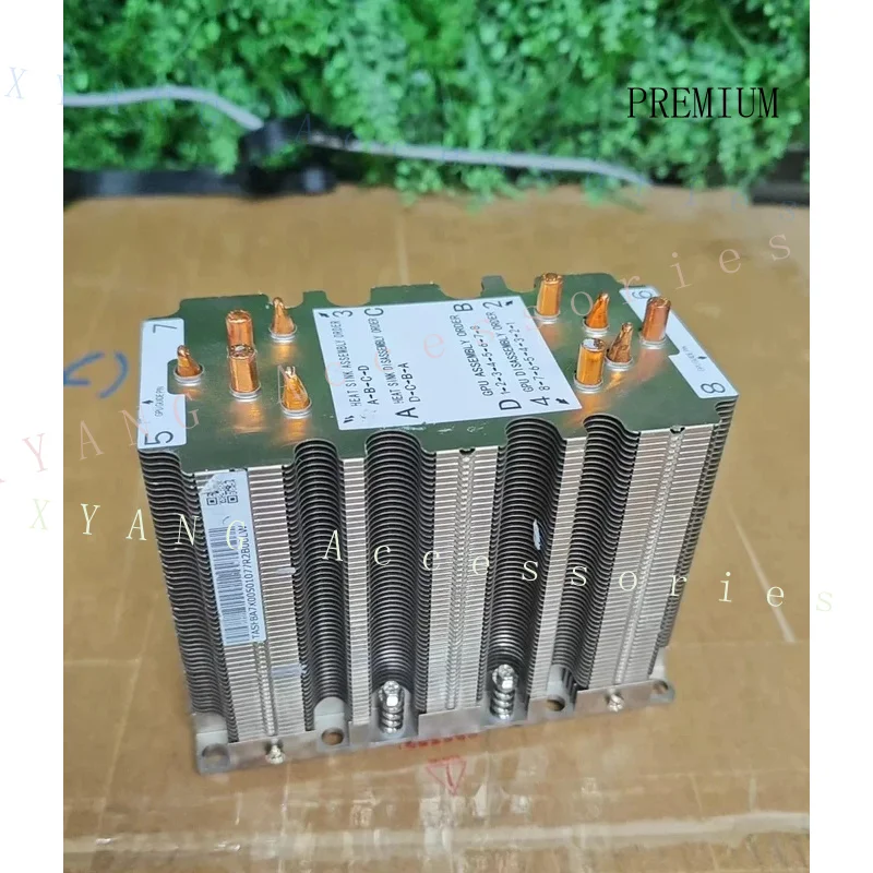 N+ Heatsink for NVIDIA for Tesla V100 SXM2, 10 Copper Heatpipes, Full Copper Fin