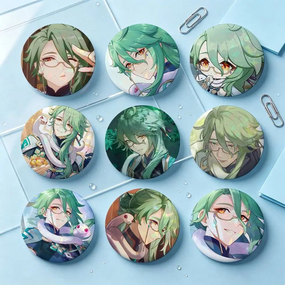 Baizhu Genshin Impact Badges Button Round Creative Pin Brooch Badge Bag Decor Accessories Fans Collect Friends Gifts