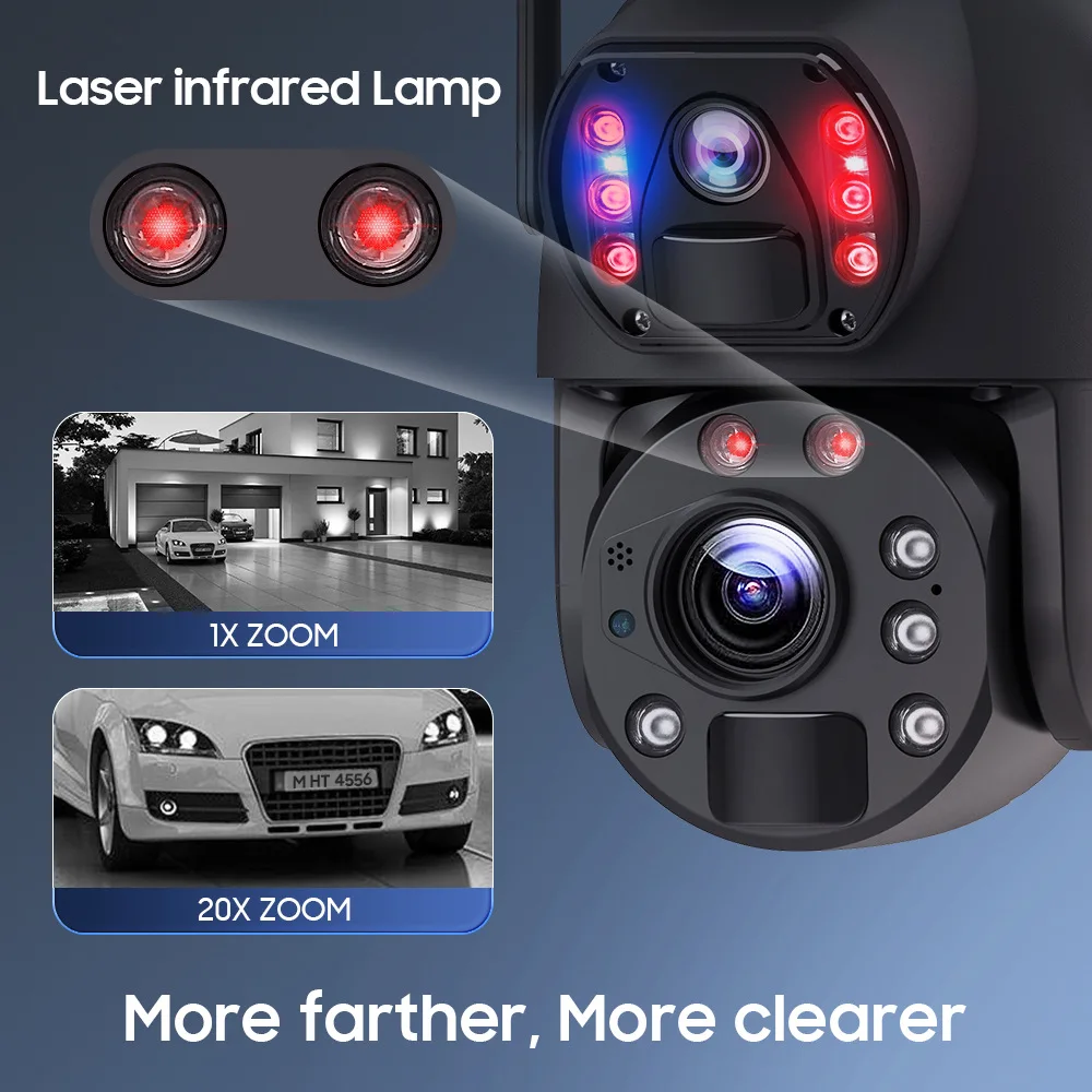 Solar surveillance camera 20x zoom 20W solar camera 24-hour recording operation