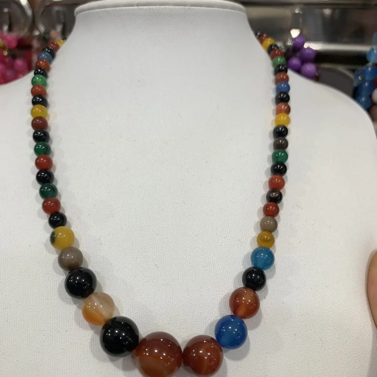 Agate chalcedony necklace tower chain women's agate necklace fashionable versatile simple and generous necklace