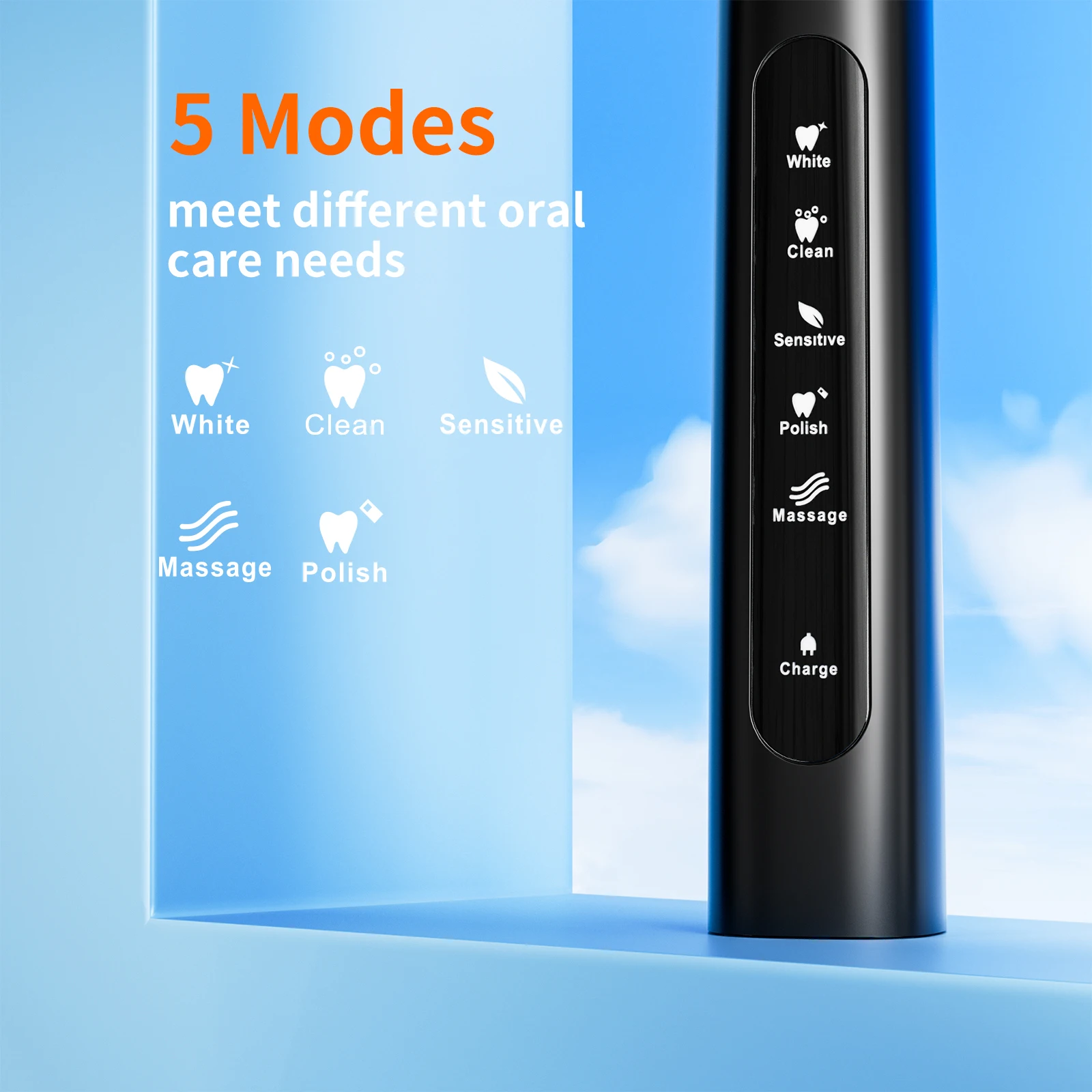 Seago Kids Electric Toothbrush Sonic Toothbrush for Child with 8 Replacement Brush Heads 5 Modes Waterproof Smart Timer SG-507