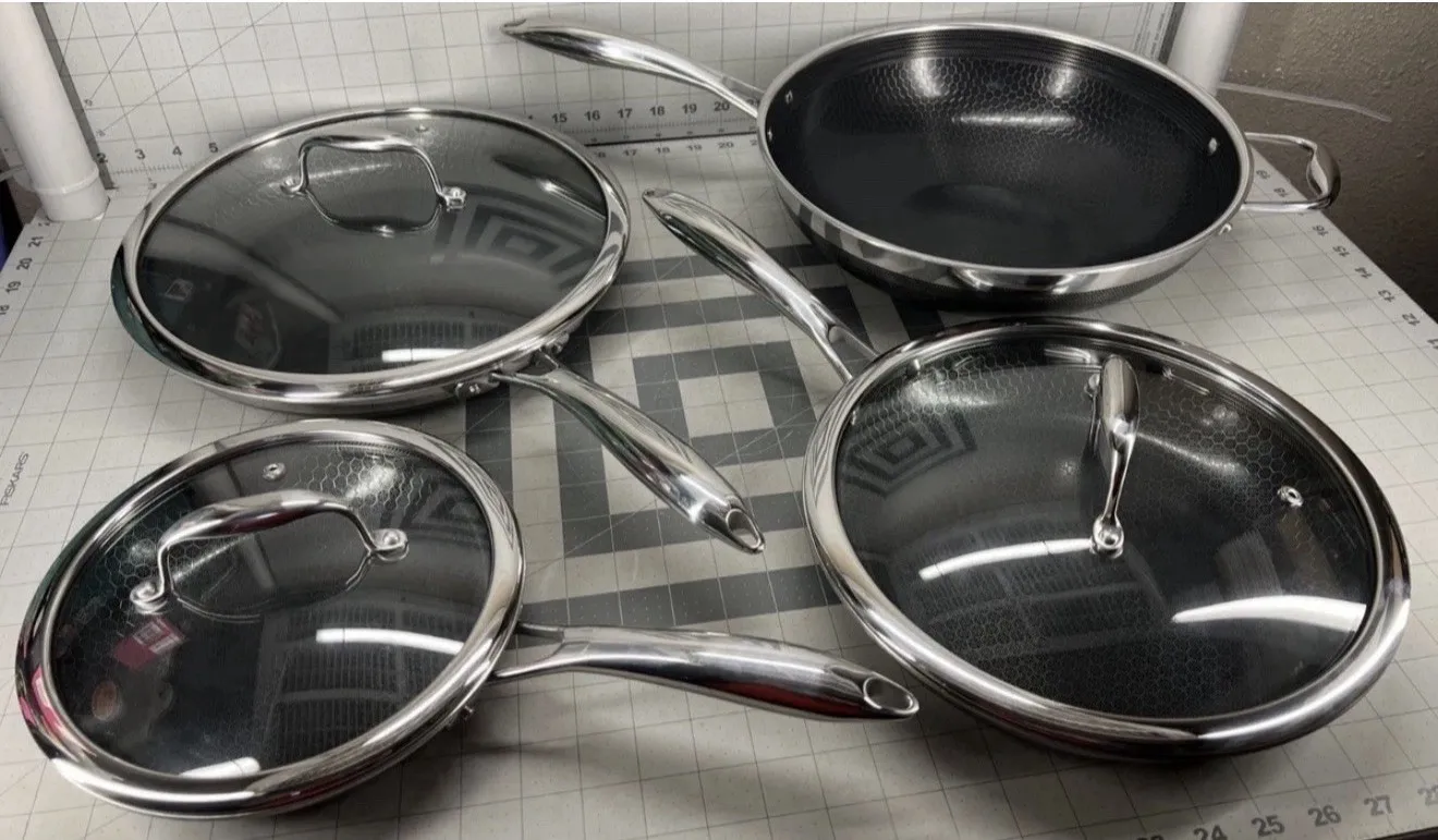 

7-Piece Hybrid Nonstick Cookware Set w Lids Brand New Open Box