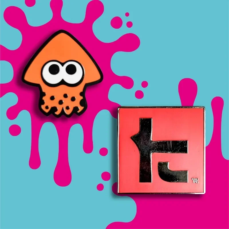 Squid Jogo Periférico Broche de Metal, Splatoon, Jet Fighters, TA Plate Badge, Trend Ornamentos, Presente Handmade para Enviar Namorado, 2,5 cm