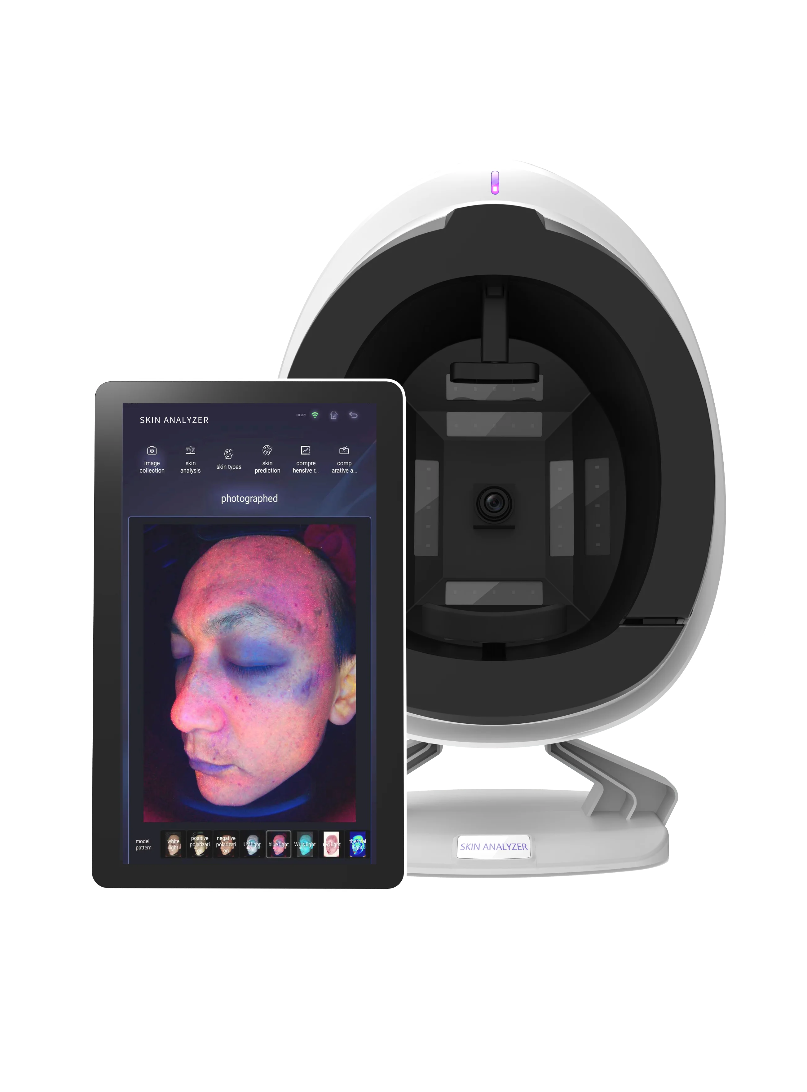 Hot！！Wifi ASIA Q1 Skin analyzer with industrial camera 36 millions pixels 8 Spectras Accurate analysis